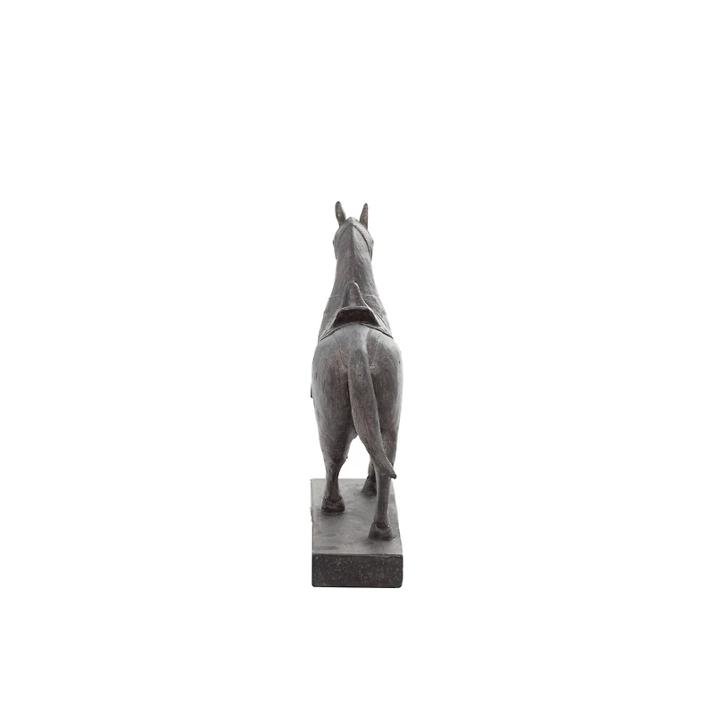 Traditional Brown Polystone Standing Horse Table Sculpture, 9" x 9" x 3"