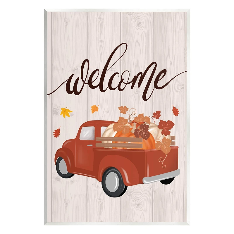 Stupell Industries Country Pumpkin Harvest Welcome Wall Plaque Art