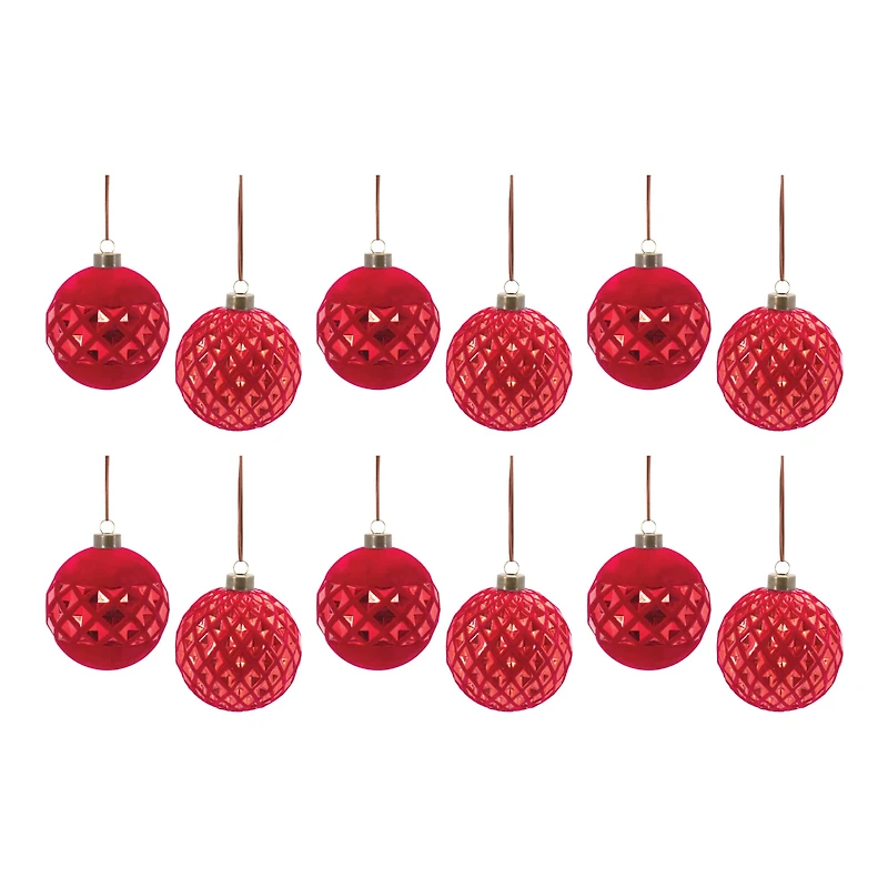 12ct. Harlequin Glass Ball Ornaments