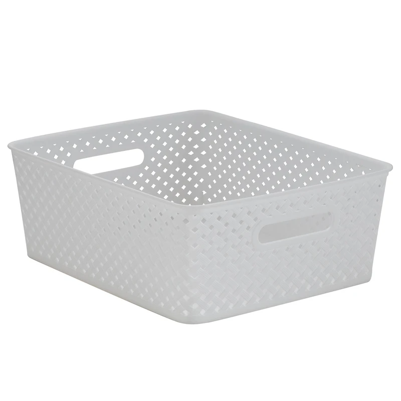 Simplify Medium Resin Wicker Storage Bin
