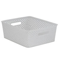 Simplify Medium Resin Wicker Storage Bin