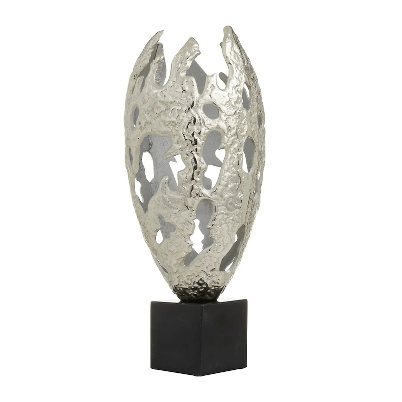 Silver Aluminum Contemporary Sculpture, 23" x 10" x 10"