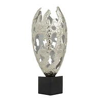 Silver Aluminum Contemporary Sculpture, 23" x 10" x 10"