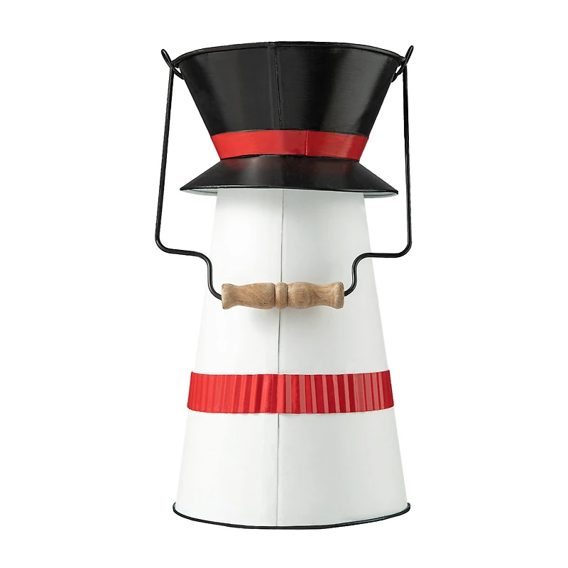 Glitzhome® 19.5" Metal Snowman Decorative Bucket