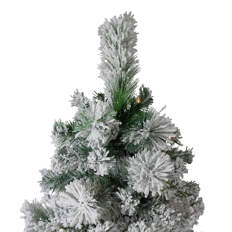 6.5ft. Pre-Lit Full Flocked Somerset Spruce Artificial Christmas Tree, Clear Lights