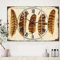 Designart Five Pheasant Feathers Multipanel Wall Clock