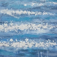 Blue Wood Modern Framed Wall Art 39" x 30"