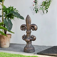 Glitzhome® 21.25" Bronze Standing Fleur De Lis Garden Statue