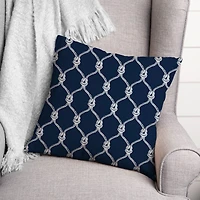 Navy Blue Nautical Knots Throw Pillow