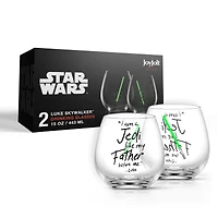 JoyJolt® Star Wars™ 15oz. New Hope Luke Skywalker Green Lightsaber Stemless Drinking Glass, 2ct.