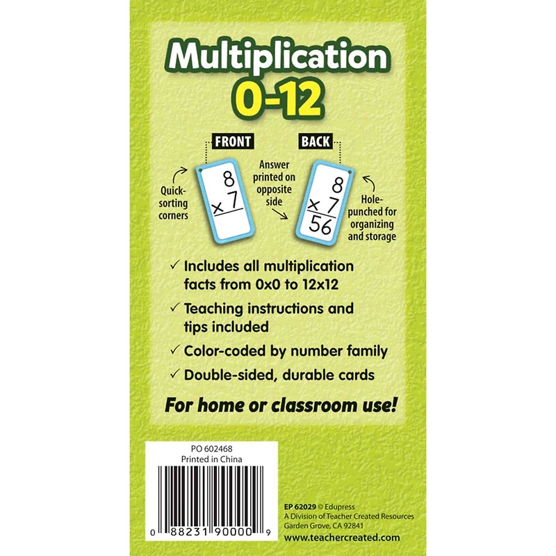 Edupress™ Multiplication All Facts 0-12 Flash Cards