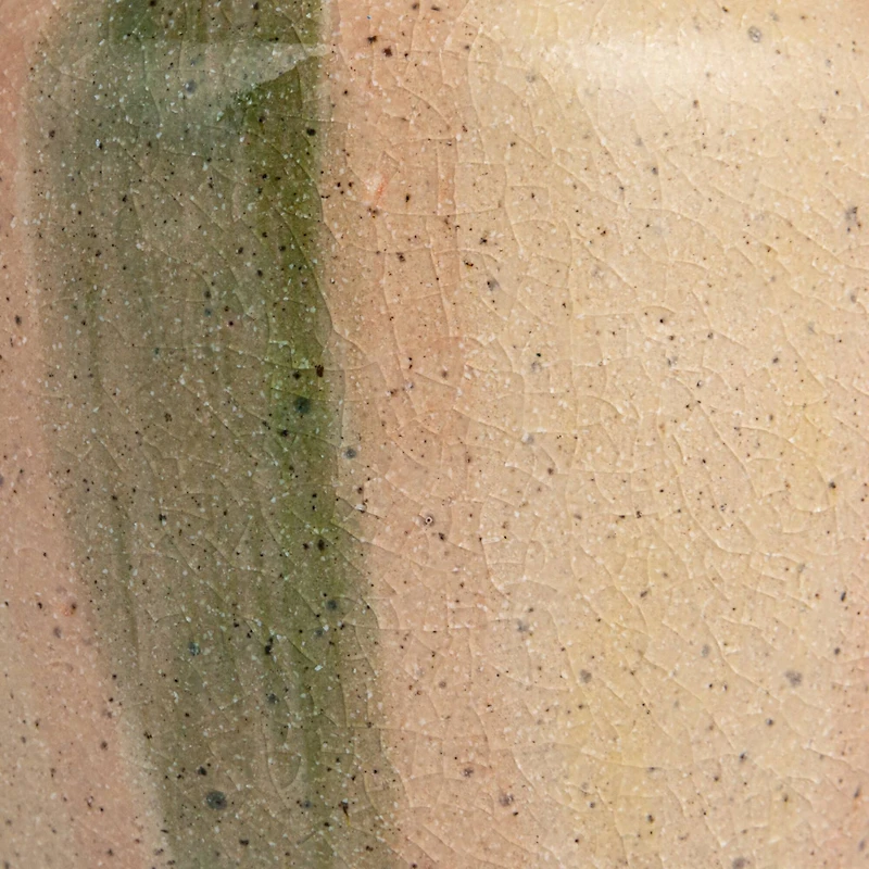 Hello Honey® 10.5" Green & Cream Hand-Painted Crackle Glaze Terra Cotta Vase with Tall Neck