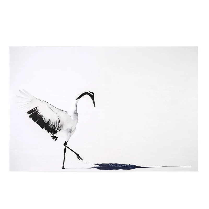 White Crane Bird Shadow Glossy Lacquer Wall Art
