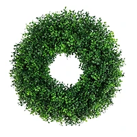 18in. Pre-Lit Artificial Boxwood Wreath with 25 Warm White LED Lights