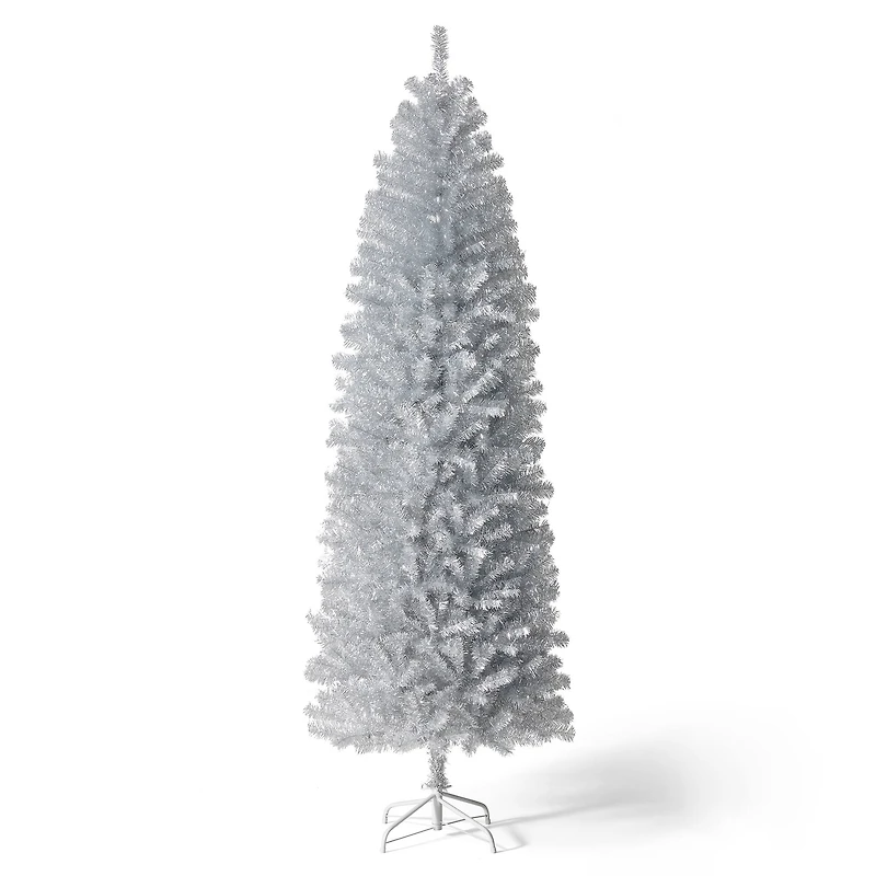 7.5ft. Unlit Silver Pencil Tinsel Artificial Christmas Tree