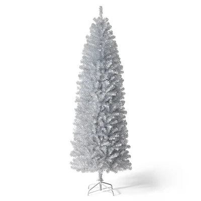 7.5ft. Unlit Silver Pencil Tinsel Artificial Christmas Tree