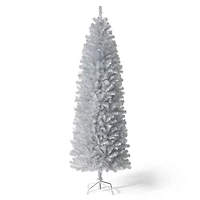 7.5ft. Unlit Silver Pencil Tinsel Artificial Christmas Tree
