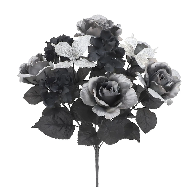 18.5" Black & Gray Rose & Silver Butterfly Bush by Ashland®