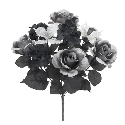 18.5" Black & Gray Rose & Silver Butterfly Bush by Ashland®