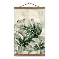 Sage Monstera Teak Hanging Canvas