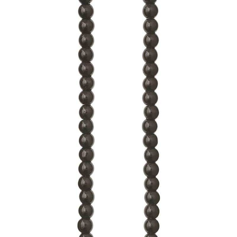 12 Pack:  Round Black Jasper Beads, 4mm by Bead Landing™