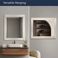 Head West Brushed Nickel With Chrome Inner Lip Beveled 27.5" x 33.5" Framed Accent Vanity Mirror
