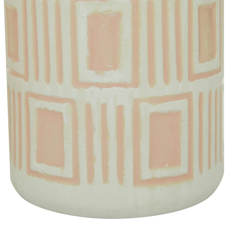 Set of 2 White Stoneware Farmhouse Vase, 7.5", 9.75"
