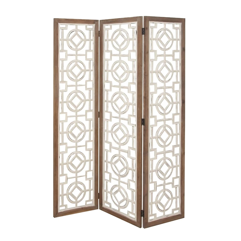 White Wood Farmhouse Room Divider Screen, 72" x 54" x 1"