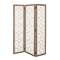 White Wood Farmhouse Room Divider Screen, 72" x 54" x 1"