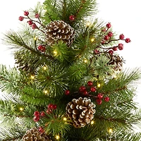 2ft. Pre-Lit Iced Berry Pine Burlap Artificial Tree in Burlap Sack, Warm White LED Lights