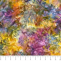 Feldman Batik Raspberry Lavender Tonal Stamp Rose Cotton Fabric