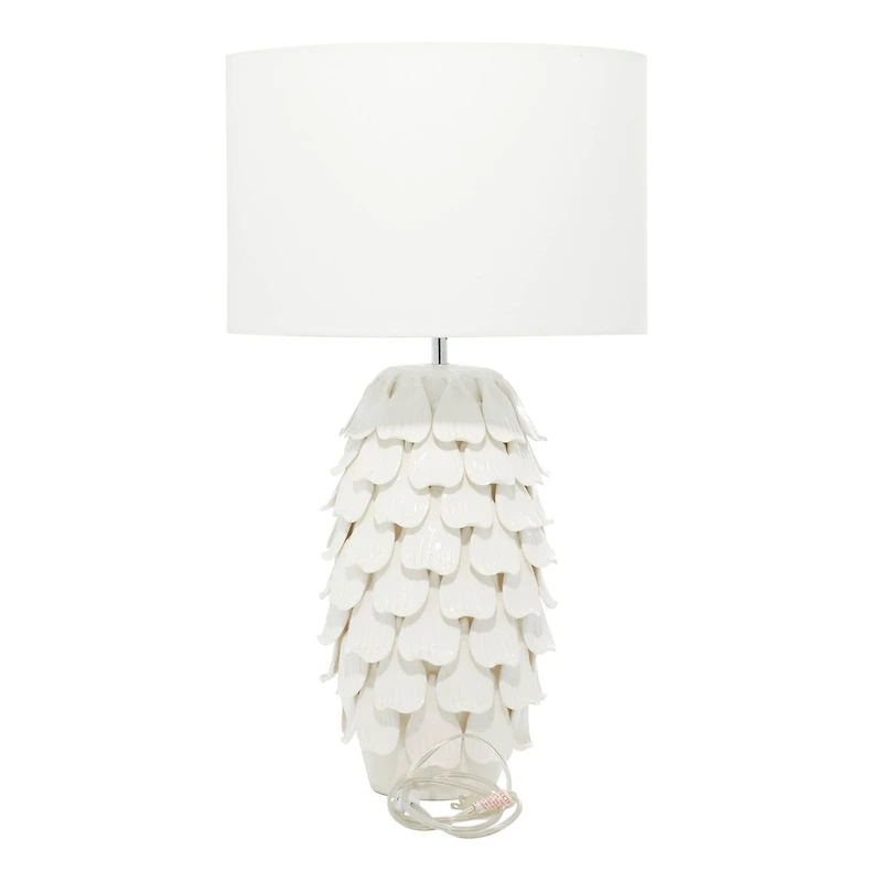28" White Ceramic Coastal Table Lamp