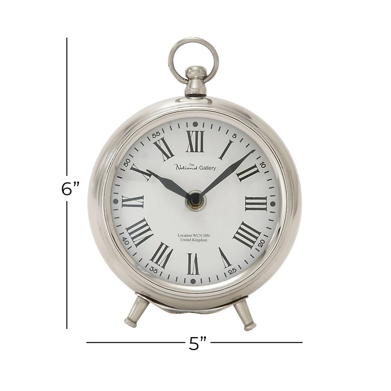 6" Silver Stainless Steel & Aluminum Round Clock