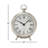 6" Silver Stainless Steel & Aluminum Round Clock