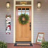Glitzhome® 36" Wooden Christmas Snowman Sleigh Porch Sign