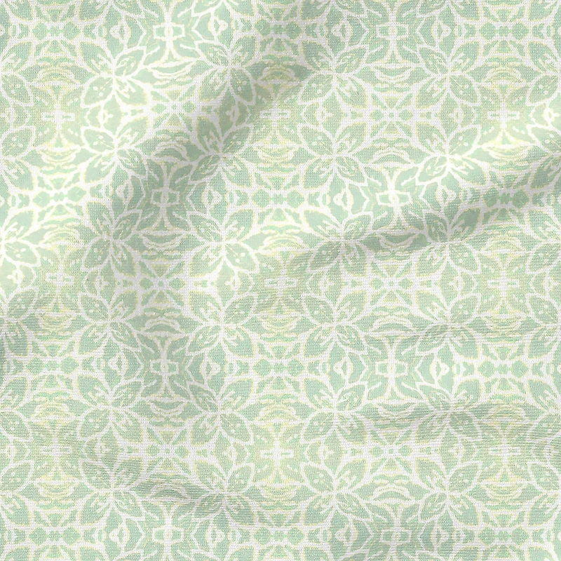 Fabric Editions Abstract Green Daisy Cotton Fabric