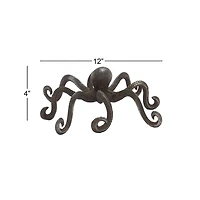 12" Black Metal Coastal Octopus Sculpture