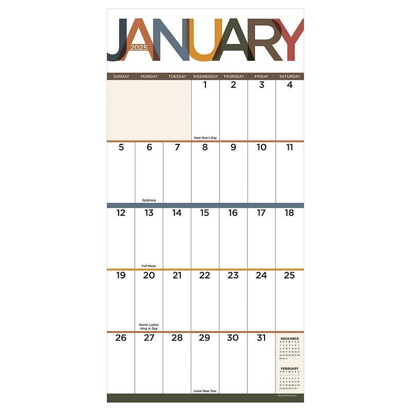 TF Publishing 2025 Big Print Wall Calendar