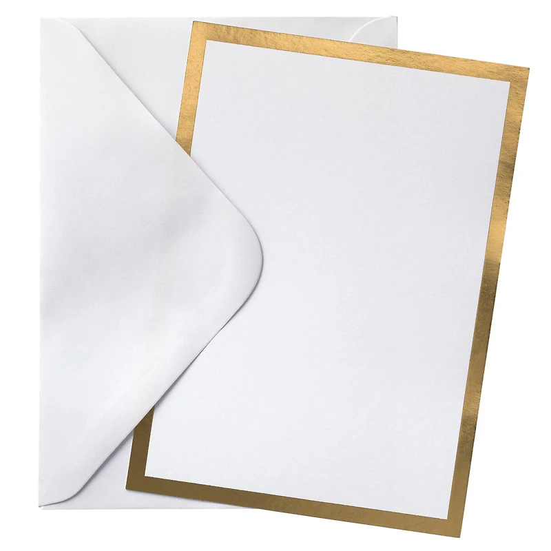 12 Packs: 40 ct. (480 total) Gold Foil Flat Cards & Envelopes by Recollections™, 5" x 7"