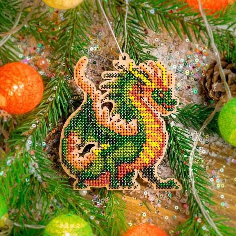 Wonderland Crafts Dragon Bead Embroidery on Wood Kit
