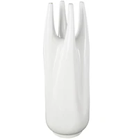 22" White Abstract 4-Opening Ceramic Vase