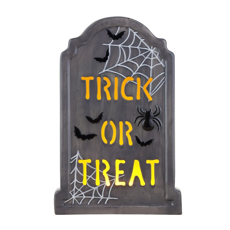 Mr. Halloween 10" Ceramic LED Trick Or Treat Tombstone
