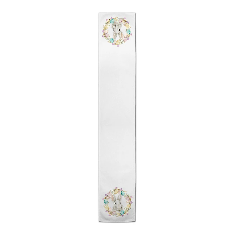 Easter Bunny Wreath 16" x 90" Poly Twill Table Runner