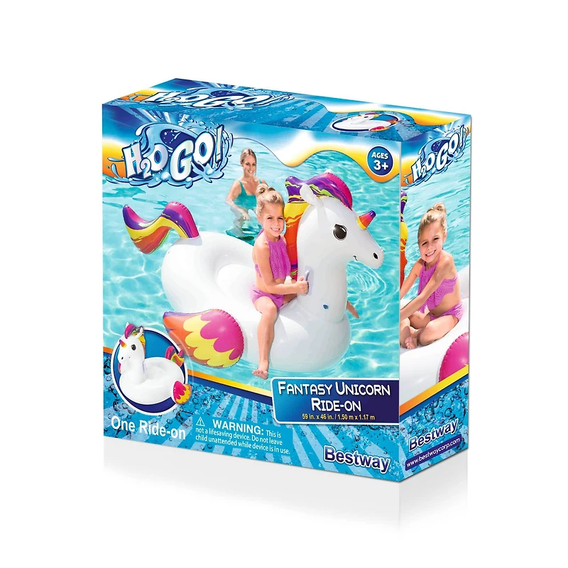 Bestway H2OGO! PVC Fantasy Unicorn Kids Ride-On Pool Float