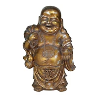 Bronze Polystone Bohemian Buddha Sculpture, 11" x 9" x 17"