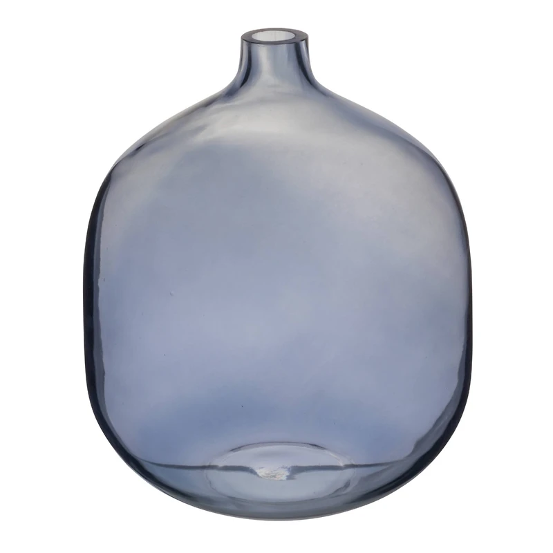 Hello Honey® 8" Blue Modern Round Tinted Glass Vase