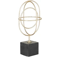 CosmoLiving by Cosmopolitan Gold Marble Contemporary Sculpture, 13" x 6" x 6"
