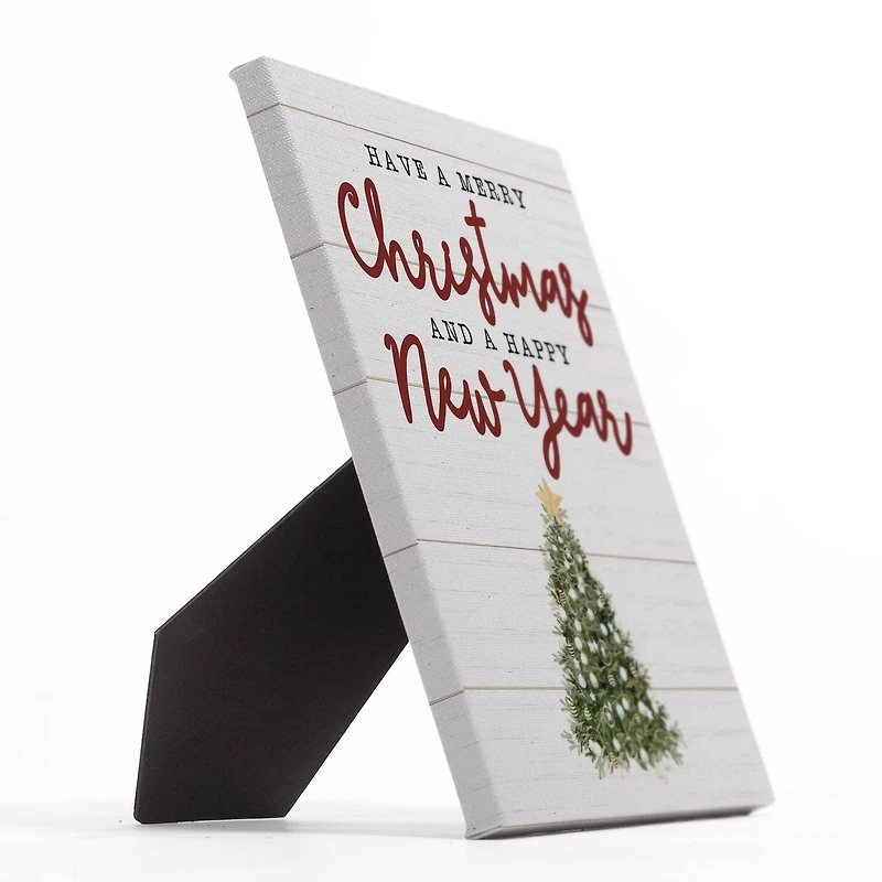 Merry Christmas Happy New Year Tabletop Canvas