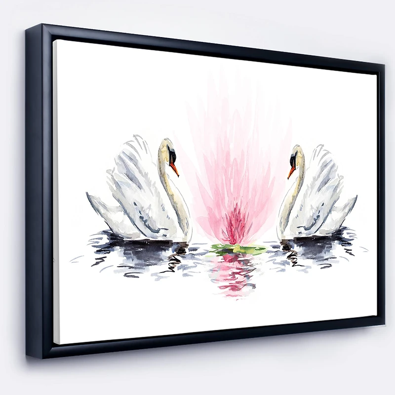 Designart - Floating Swans on White Background