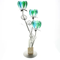 18.5'' Triple Peacock Bloom Candleholder